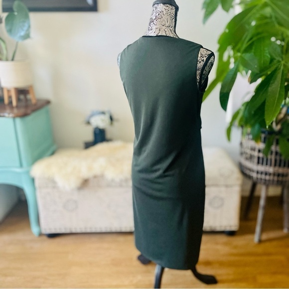 Elie Tahari Isolde Sleeveless Draped Dress in Camouflage Olive Green, Size XS - Picture 7 of 14